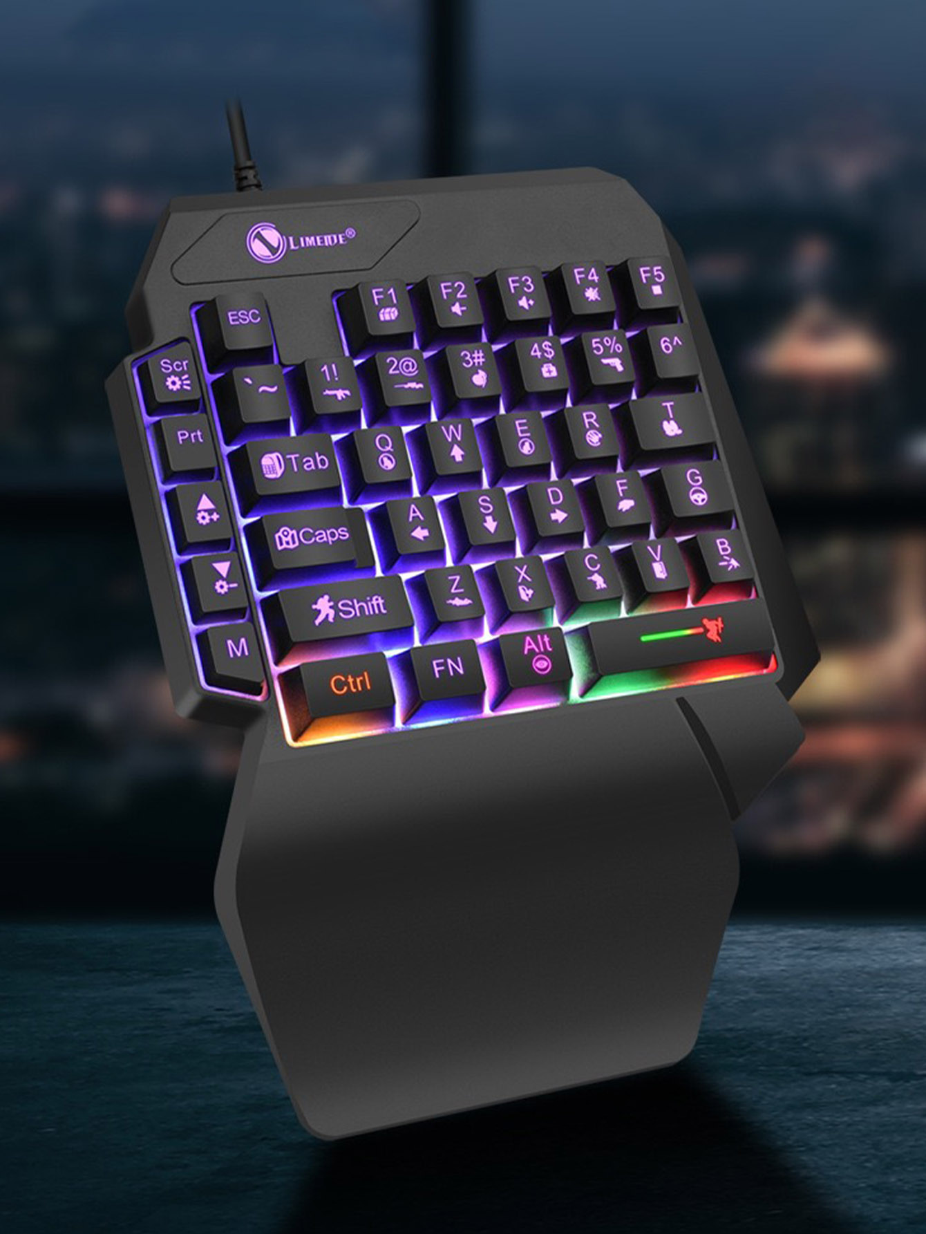 Gaming Keyboard 1 Hand - Mechanical one-handed light game wired keyboard,
