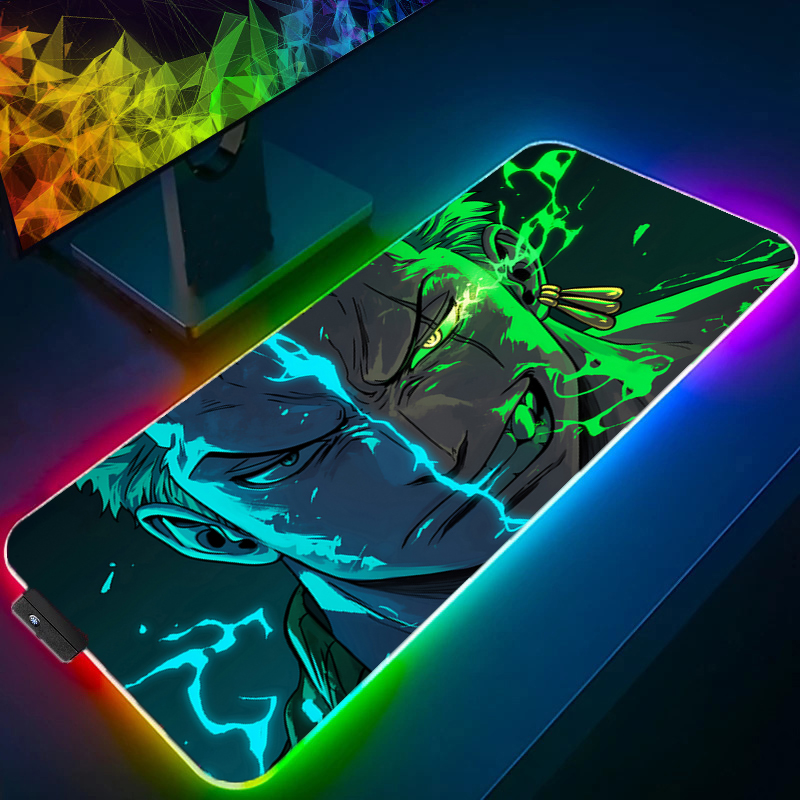 Gaming Keyboard Nearby - ONE PIECE Zoro Mouse Pad RGB
