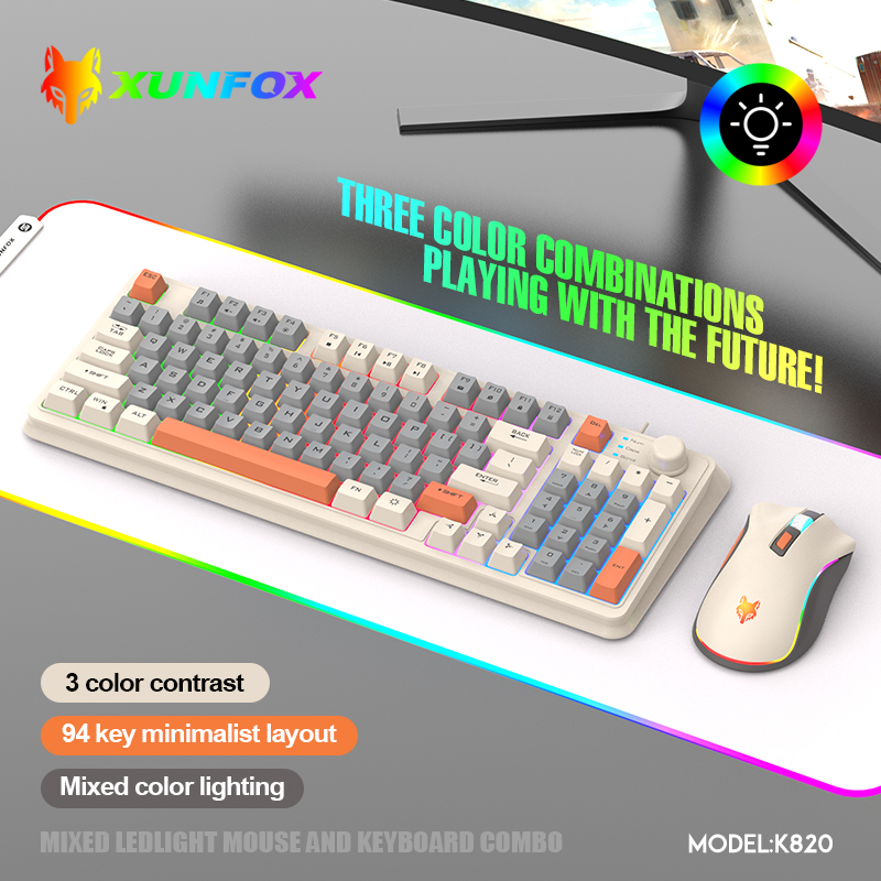 Gaming Keyboard Mouse Set - K820 USB Wired Game Keyboard Mouse