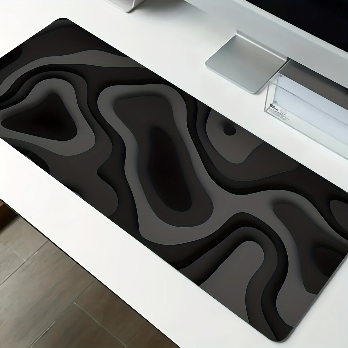 Gaming Keyboard Brand - Black Gray Swirl Design Large Mouse