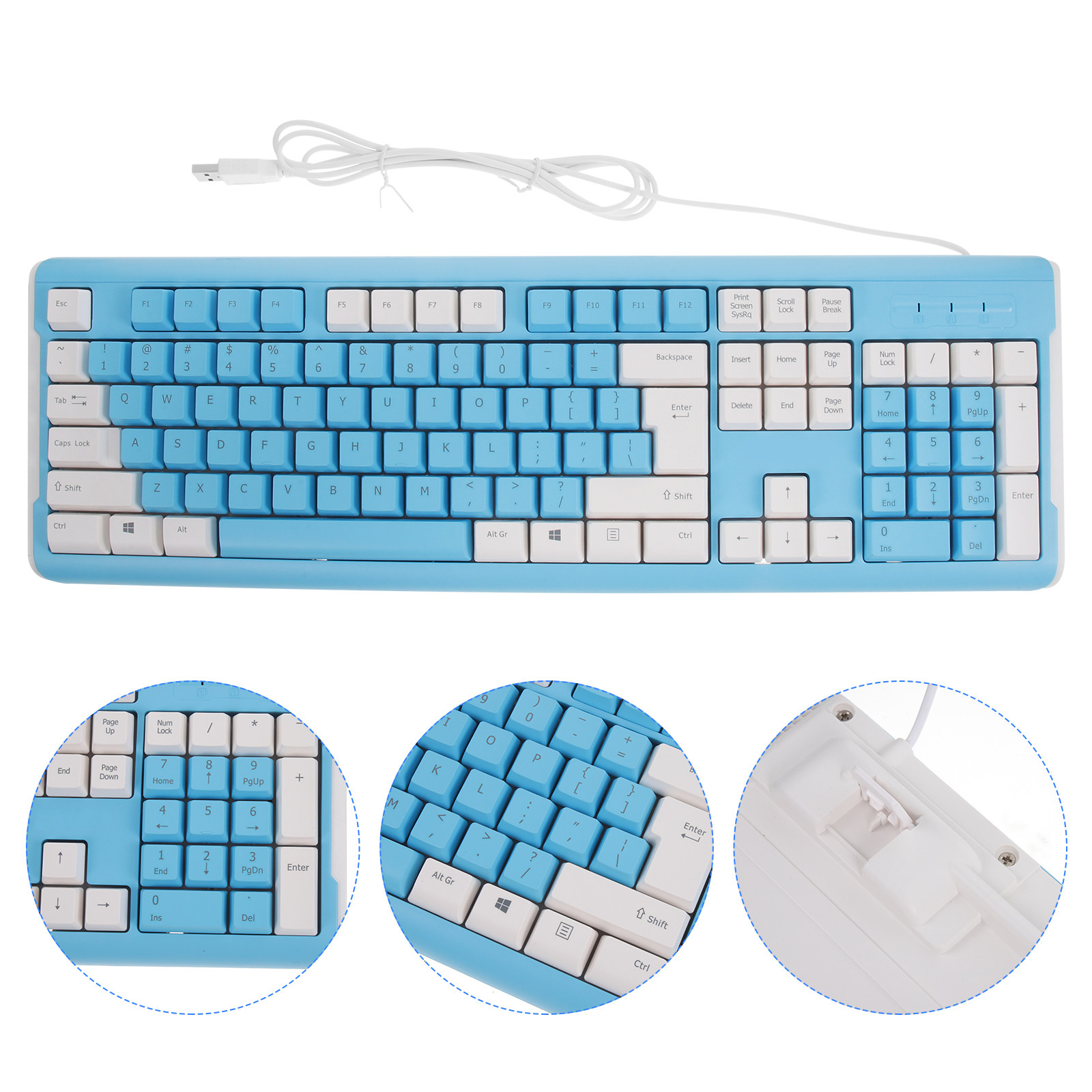 Gaming Keyboard No Number Pad - Wired USB Color Matching Gaming Keyboard