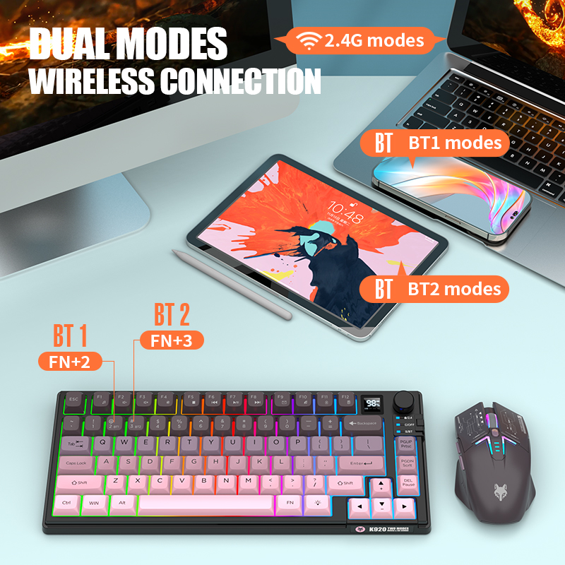 Dual-Mode 2.4G Bluetooth Wirel - Gaming Keyboard Mouse Set recension och pris