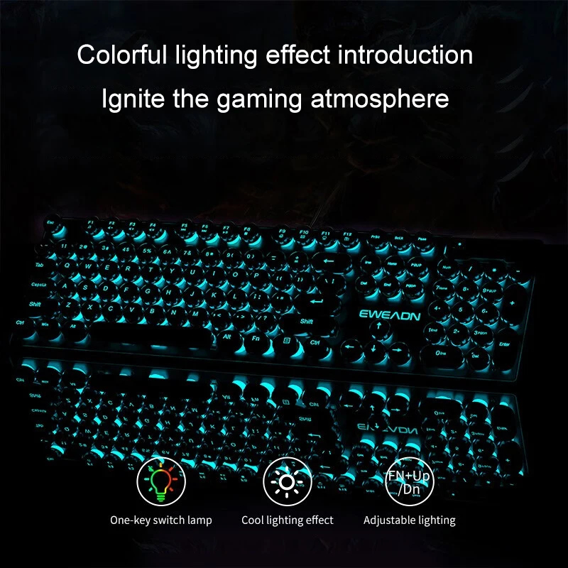 Retro Punk Mechanical Feel Key - Gaming Keyboard Mouse Set recension och pris