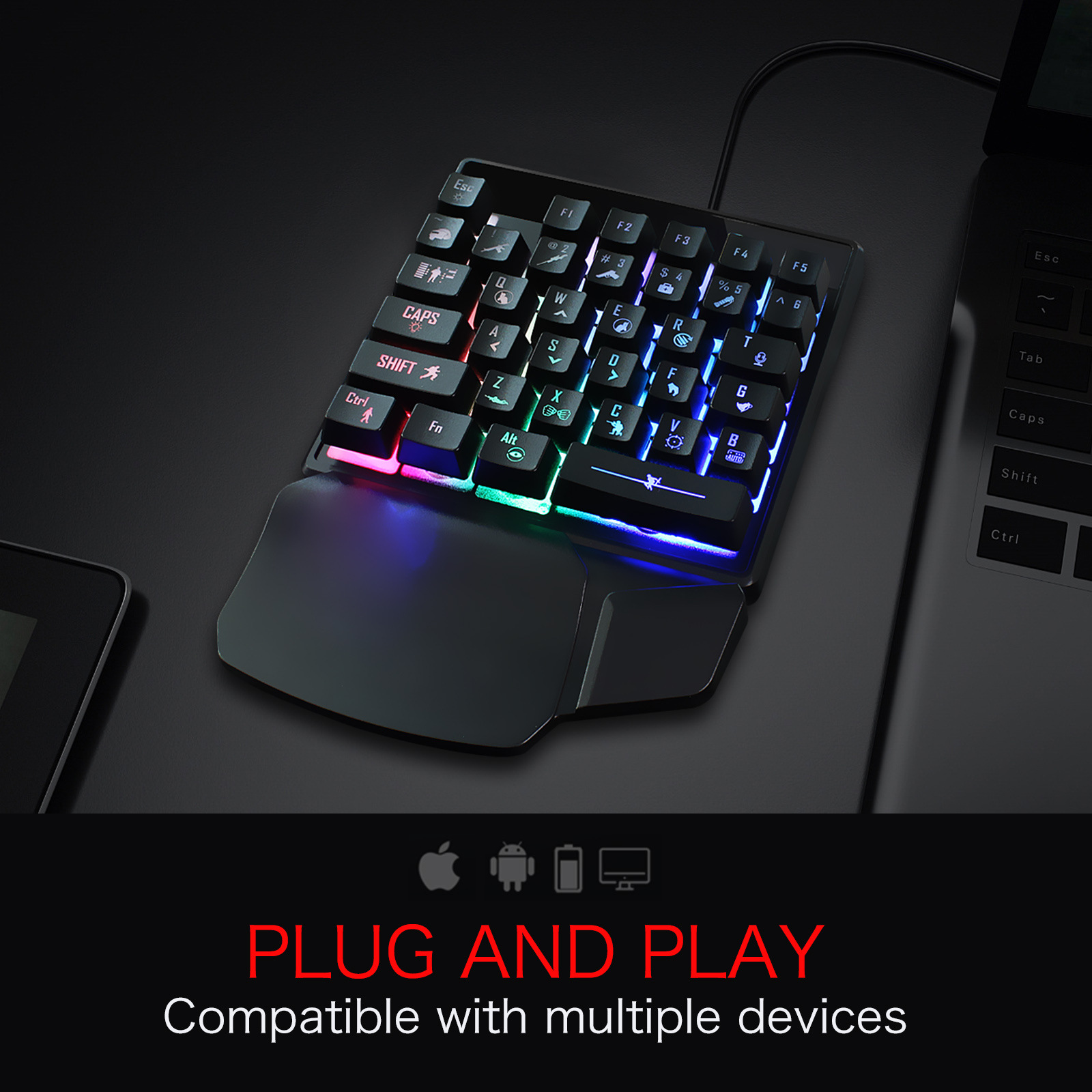 Single Hand Gaming Keyboard, 3 - Gaming Keyboard Half recension och pris