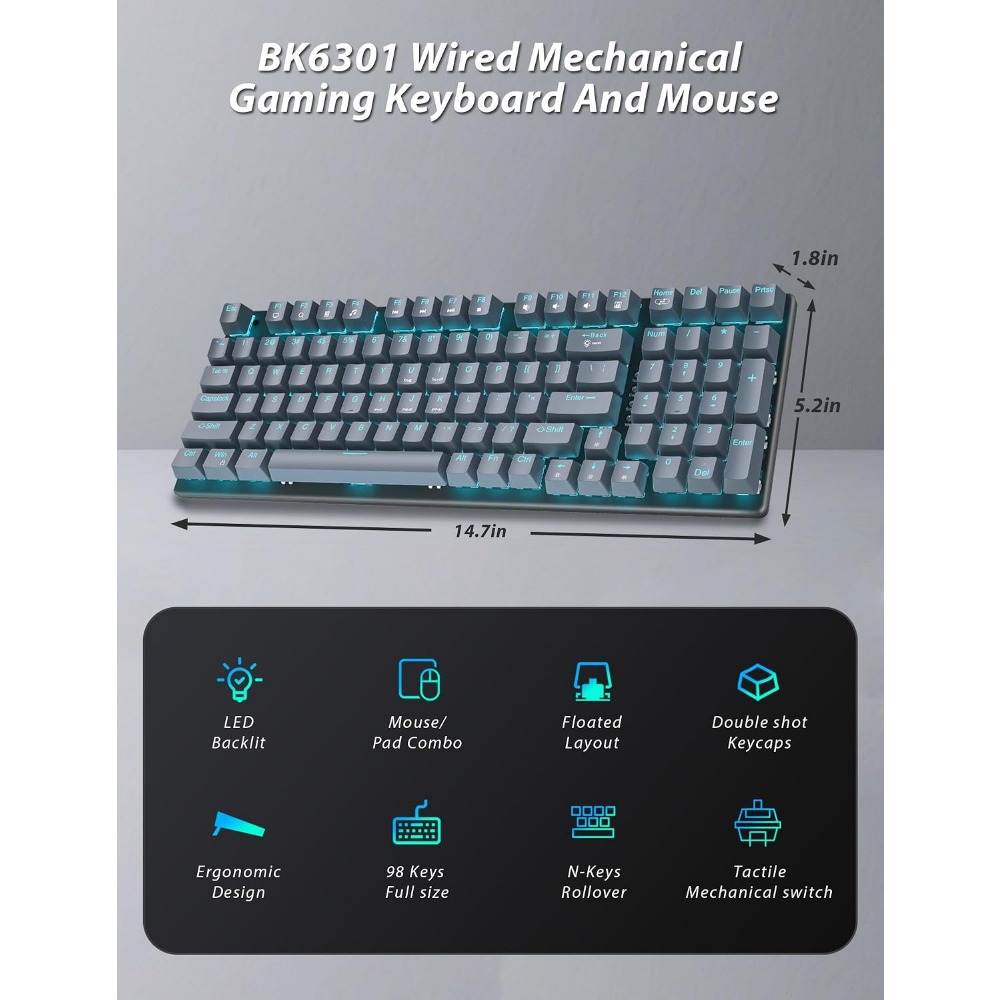 98-Key Floating Keycap Gaming  - Gaming Keyboard No Number Pad recension och pris