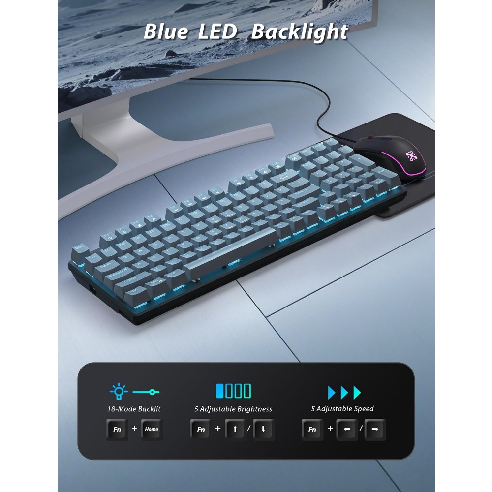98-Key Floating Keycap Gaming  - Gaming Keyboard No Number Pad recension och pris