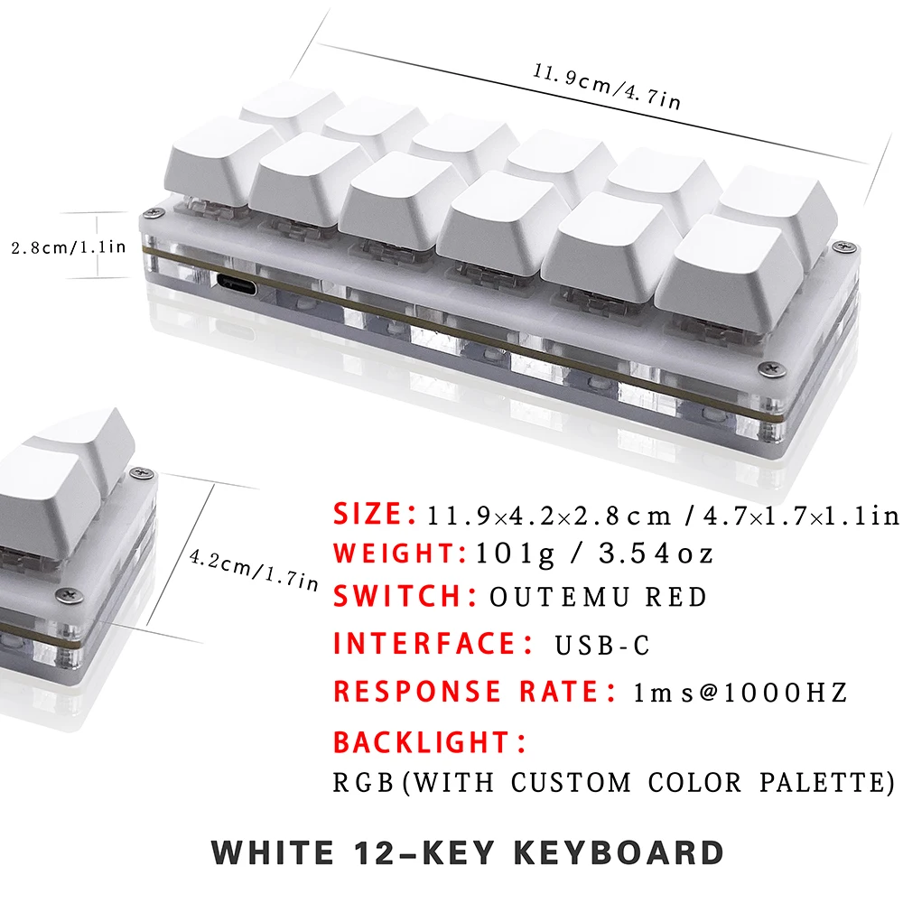 12 Keys Mini Game Mechanical G - Gaming Keyboard 1 Hand recension och pris