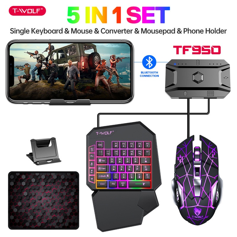 T-Wolf Tf950 5 In 1 One Handed - Gaming Keyboard 1 Hand recension och pris