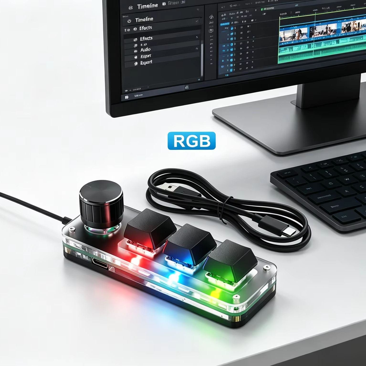 Programmable 3 Keys With Knob  - Gaming Keyboard No Number Pad recension och pris