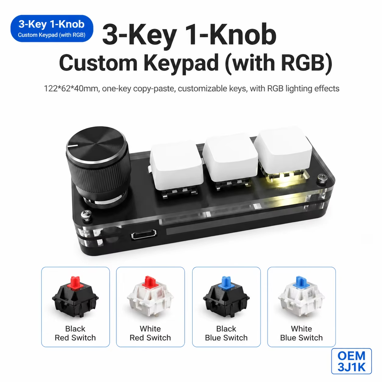 Programmable 3 Keys With Knob  - Gaming Keyboard No Number Pad recension och pris