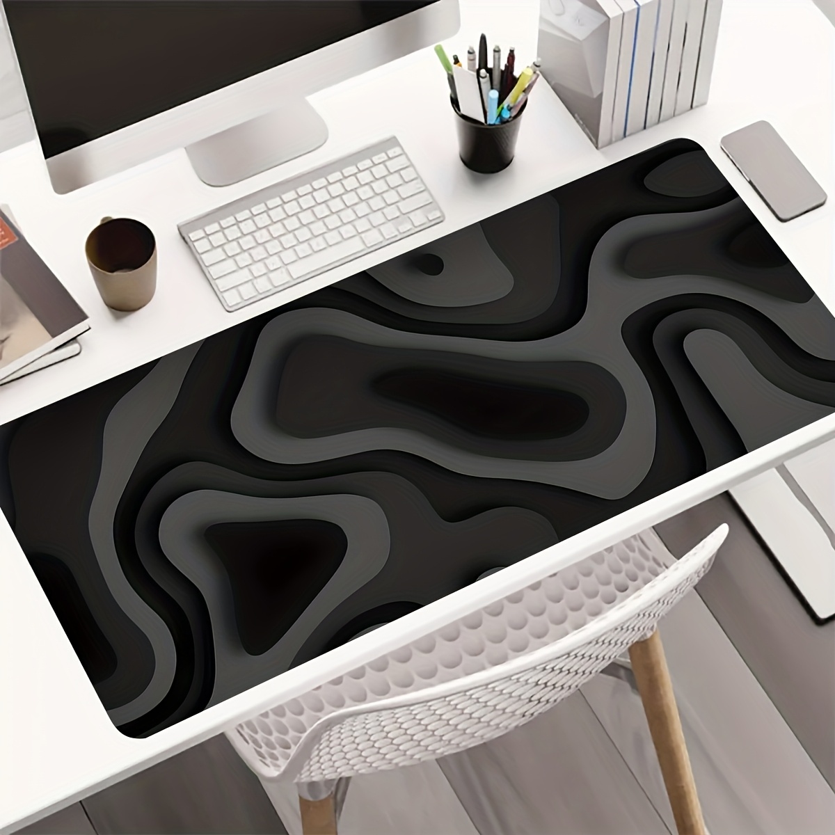 Black Gray Swirl Design Large  - Gaming Keyboard Brand recension och pris